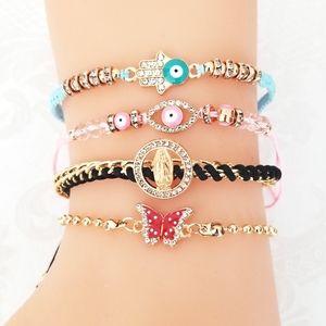 Guadalupe, evil eye, butterfly Bracelets.4 pieces. New